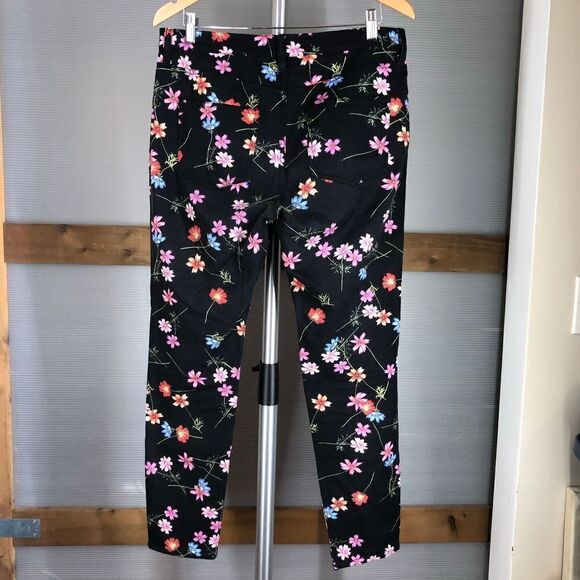 FRENCH CONNECTION Black 2 Prints Floral Midrise Tapered Leg 5 Pocket Jeans Sz 10 - Picture 5 of 8